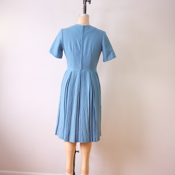 vintage blue wool knit dress | 1950s blue dress - Picture 5 of 15
